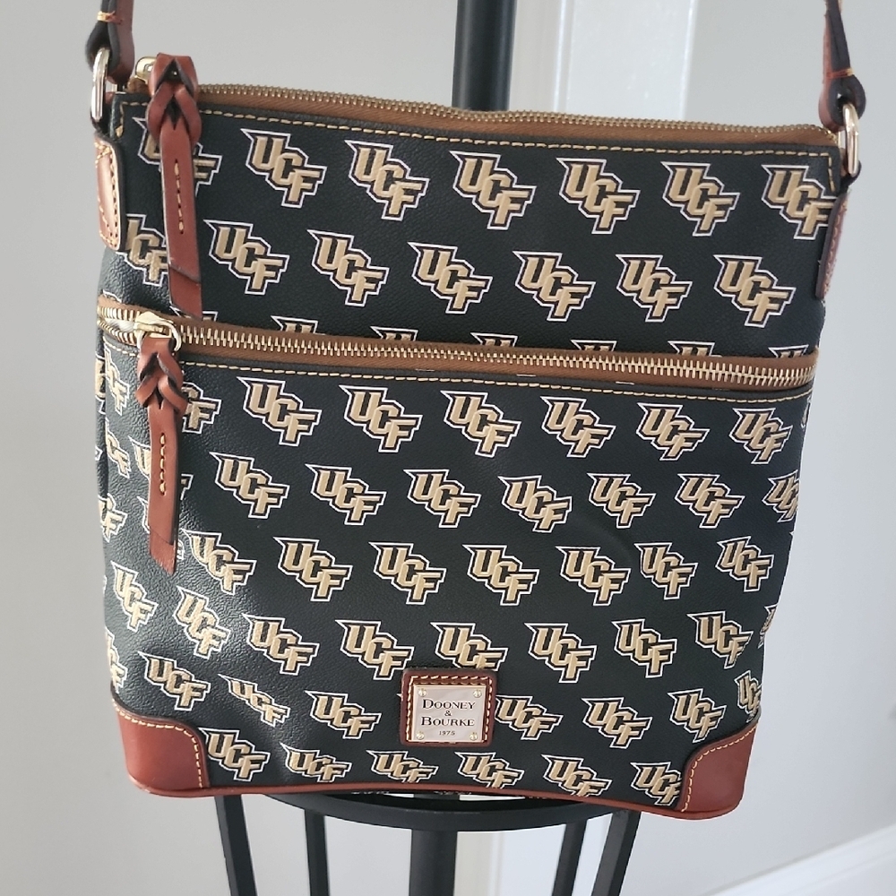 Dooney & Bourke Black and Brown Crossbody Bag with Leather Accents